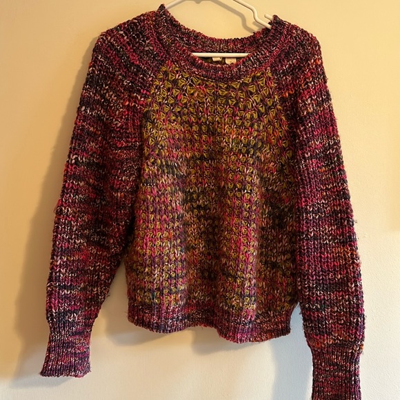 Anthropologie Moth Loose Knit Pink/Multi Color Sweater Size Med - Picture 3 of 6